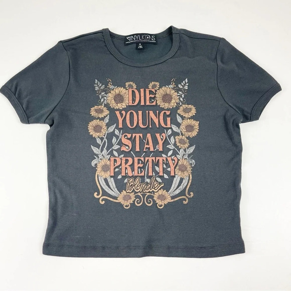 vinyl icons Tops - NEW Vinyl Icons Blondie Graphic TShirt Womens Medium Gray Die Young Stay Pretty